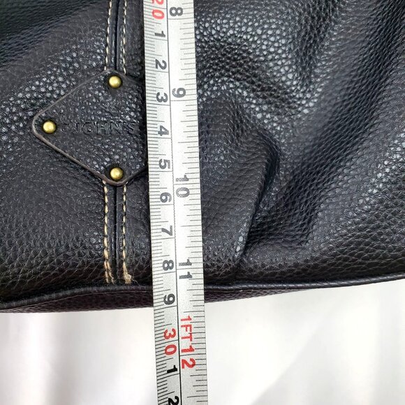 St. Johns Bay Black Faux Leather Tote Bag With Braided Handles & Tassel Accent - Picture 9 of 13